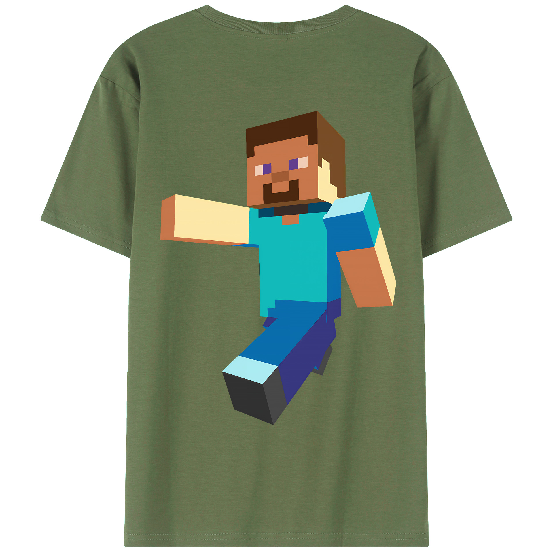 （画像用） マインクラフト ブロックの世界 Minecraft MC Block world 綿100％ メンズ半袖Tシャツ（バックプリント） 通気性